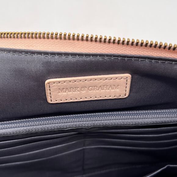 MARK AND GRAHAM Commute Clutch Blush Pink Leather Travel Business Accessory - Picture 13 of 16